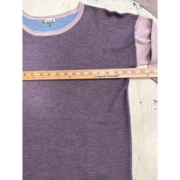 Smartwool Women's Long Sleeve Colorblock Top M Purple & Beige Wool Blend - Picture 7 of 7